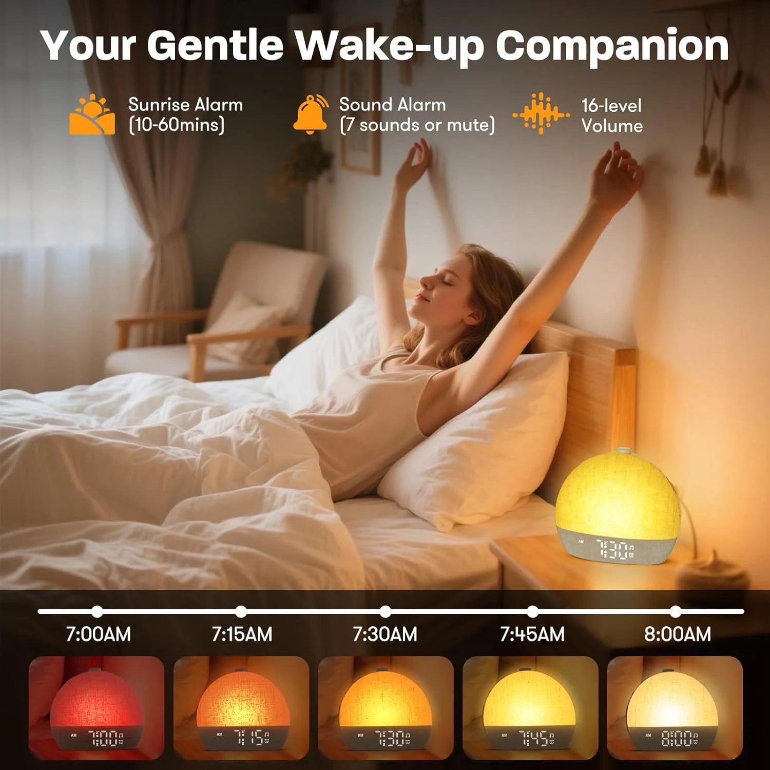 Veluno Sunrise Wake-Up Light – Lichtwecker mit White Noise